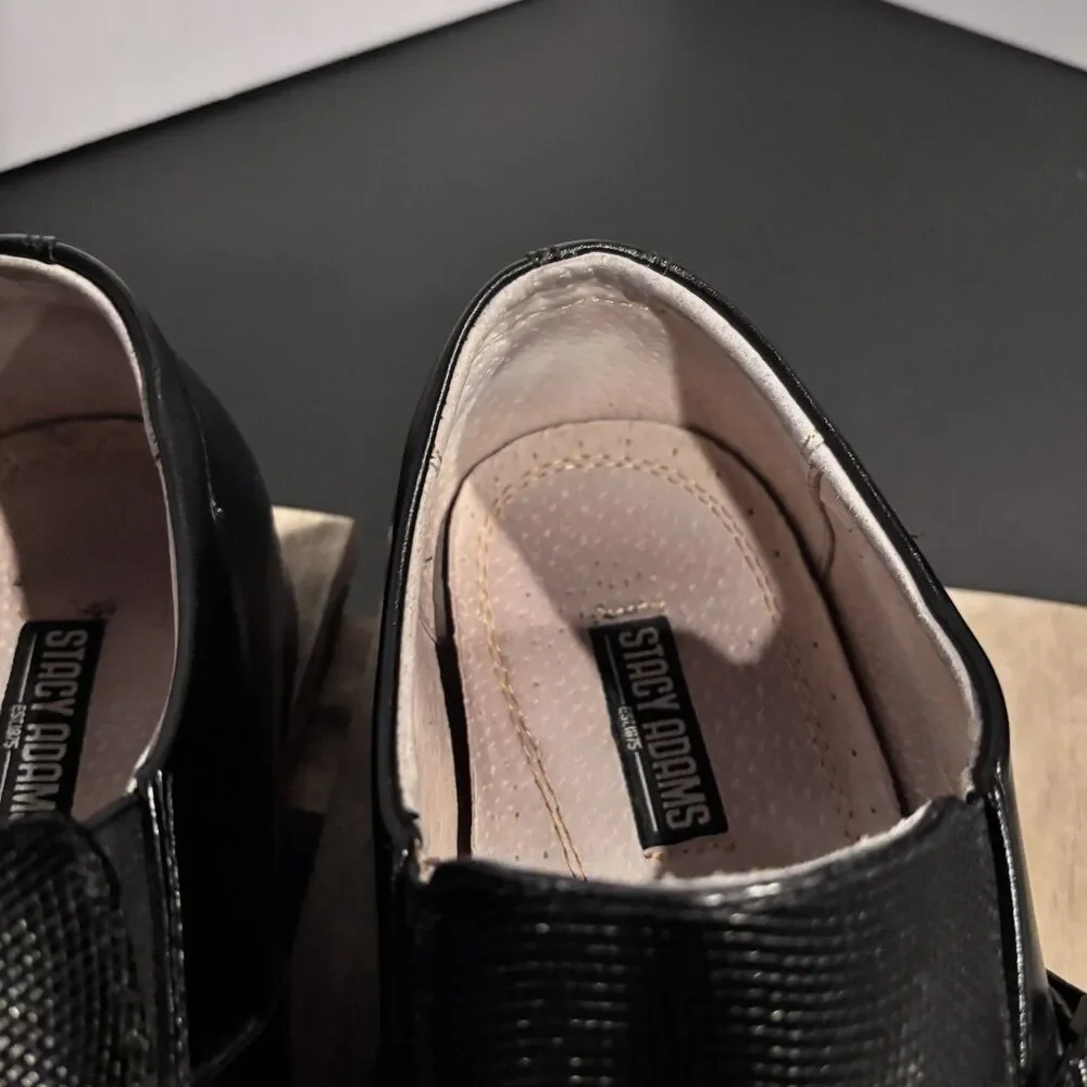 Stacy Adams Beau Moc Toe Loafers Men's 11W Black Slip On Dress/Casual Shoes Wide